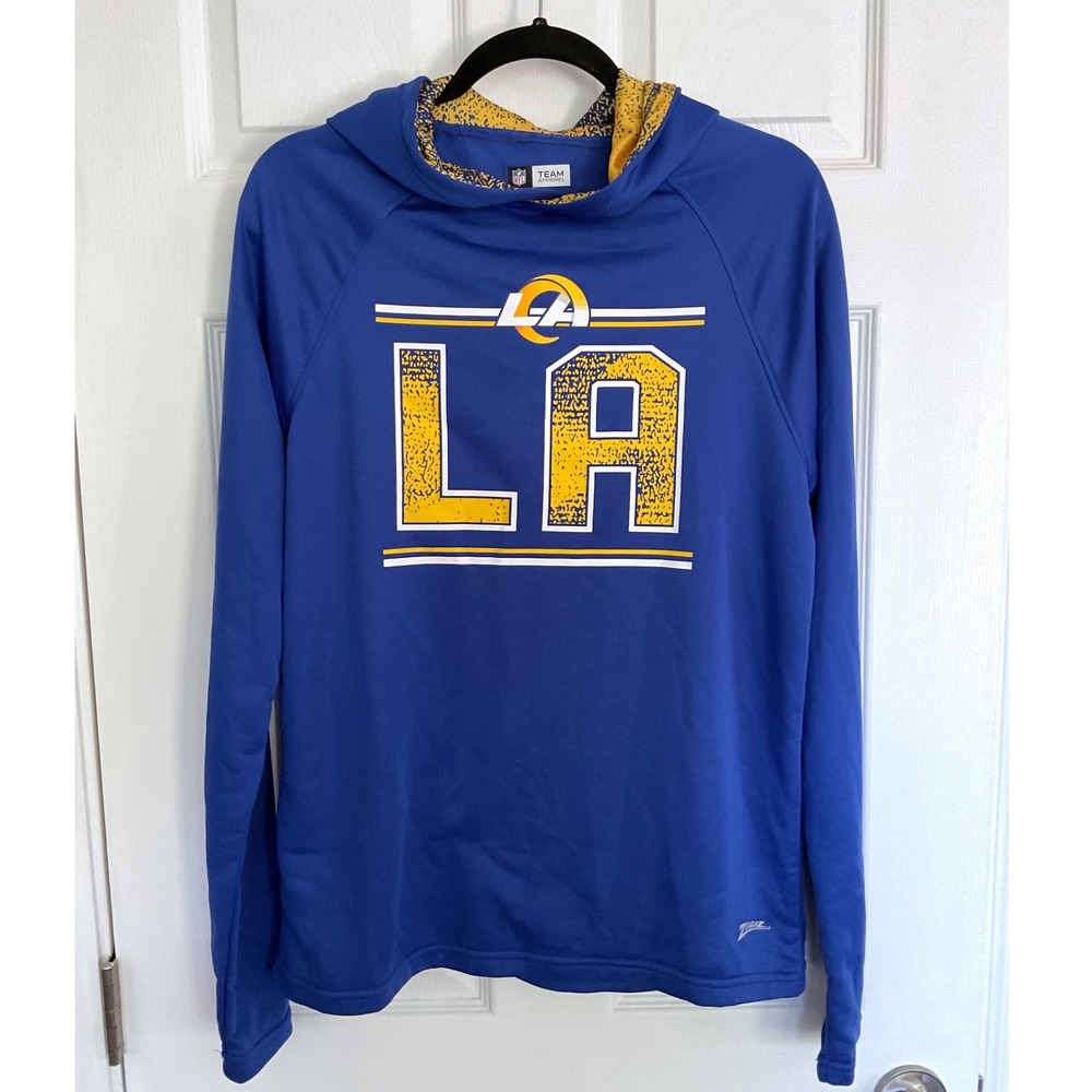 Zubaz NFL Los Angeles Rams Blue Hoodie Mens Small LA Graphic Pullover Raglan